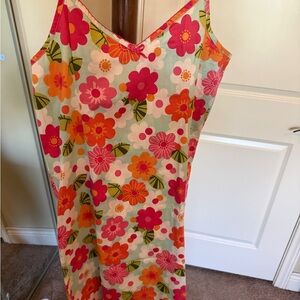 Barely used floral spaghetti strap cotton night gown- size XS